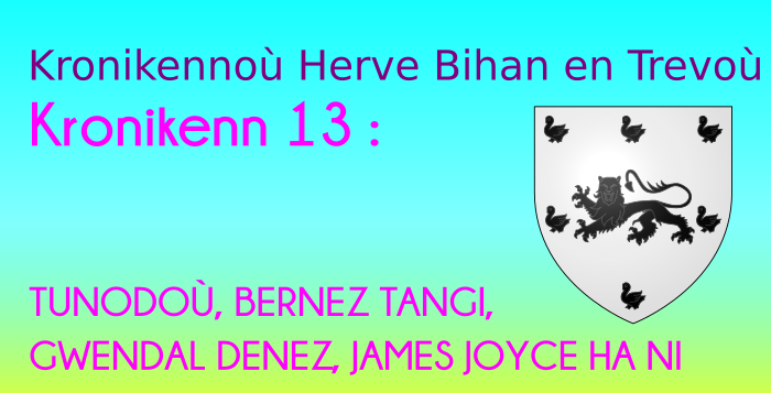 Kronikenn 13: TUNODOÙ, BERNEZ TANGI, GWENDAL DENEZ, JAMES JOYCE HA NI Kronikenn 13: TUNODOÙ, BERNEZ TANGI, GWENDAL DENEZ, JAMES JOYCE HA NI